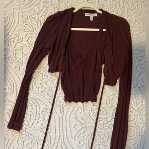 2 piece urban outfitters brown sweater set